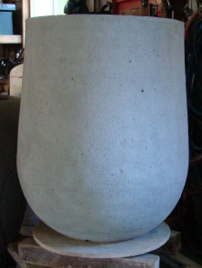 24 Dia x 36 H Stastny Stone Pots Unique Large Hand-Carved Concrete Planter Plain Urn 
