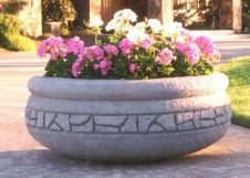 42 Dia x 16 H Stastny Stone Pots Hand-Carved Concrete Large Rockwall Planter