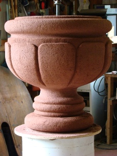 32 Dia x 34 H Stastny Stone Pots Hand-Carved Custom Concrete Large Lotus Planter with Pedestal 