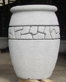  24 Dia x 36 H Stastny Stone Pot Unique Large Custom Hand-Carved Concrete Rockwall Urn Planter w/ Lip