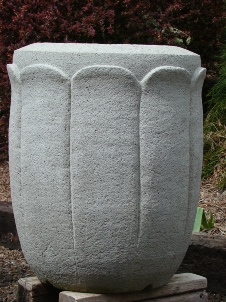 24 Dia x 36 H Stastny Stone Pots Hand-Carved Custom Large Concrete Tulip Planter 