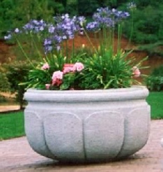 42 Dia x 24 H Stastny Stone Pot Large Custom Hand-Carved Concrete Lotus Planter 