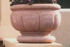 32  Dia x 24  H Stastny Stone Pots Hand-Carved Custom Concrete Large Lotus Planter with Pedestal Round Lip 