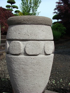 17 Dia x 28 H Stastny Stone Pots Unique Large Hand-Carved Concrete Planter Flying Saucer 