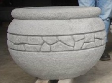 28 Dia x 20 H Stastny Stone Pot Unique Large Custom Hand-Carved Concrete Rockwall Planter 