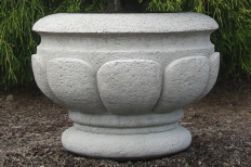 32 Dia x 24 H Stastny Stone Pots Hand-Carved Custom Concrete Large Lotus Planter with Pedestal 