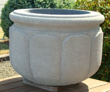 32 Dia x 24 H Stastny Stone Pot Large Hand-Carved Custom Lotus Planter