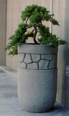 17 Dia x 28 H Stastny Stone Pots Large Custom Hand-Carved Concrete Planter