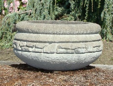 28 Dia x 14 H Stastny Stone Pot Unique Large Custom Hand-Carved Concrete Rockwall Planter 