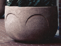 38 Dia x 19 H Stastny Stone Pots Unique Large Hand-Carved Concrete Planter with Circles 