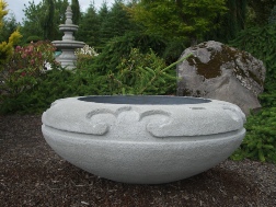 42 Dia x 16 H Stastny Stone Pots Unique Large Hand-Carved Concrete Planter Fleur Delyse 