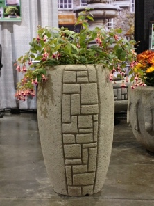 17 Dia x 28 H Stastny Stone Pots Unique Large Hand-Carved Concrete Planter Geo 