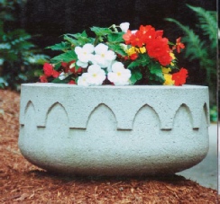 38 Dia x 19 H Stastny Stone Pots Unique Large Hand-Carved Concrete Planter Gothic 