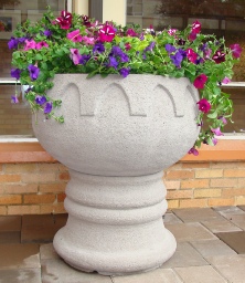 32 Dia x 36 H Stastny Stone Pots Custom Hand-Carved Concrete Gothic Planter 