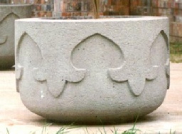 42 Dia x 16 H Stastny Stone Pots Unique Large Hand-Carved Concrete Planter Fleur Delyse 