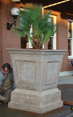 60 Width x 36 H Stastny Stone Pots Unique Large Hand-Carved Concrete Historical Train Depot Pots with Pedestal 