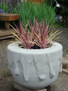 28 Dia x 20 H Stastny Stone Pots Unique Large Hand-Carved Concrete Planter Drippy Pot 